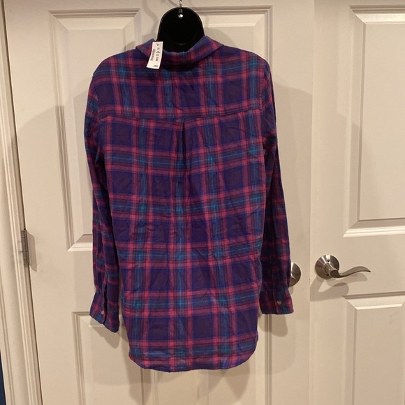 Large Aeropostale light flannel shirt with blue and pink - NWT - Picture 2 of 4